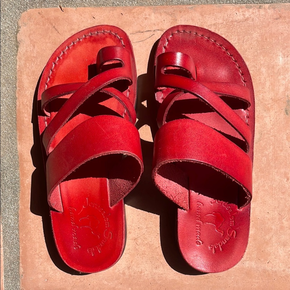 Red Leather Sandals - Picture 4 of 5